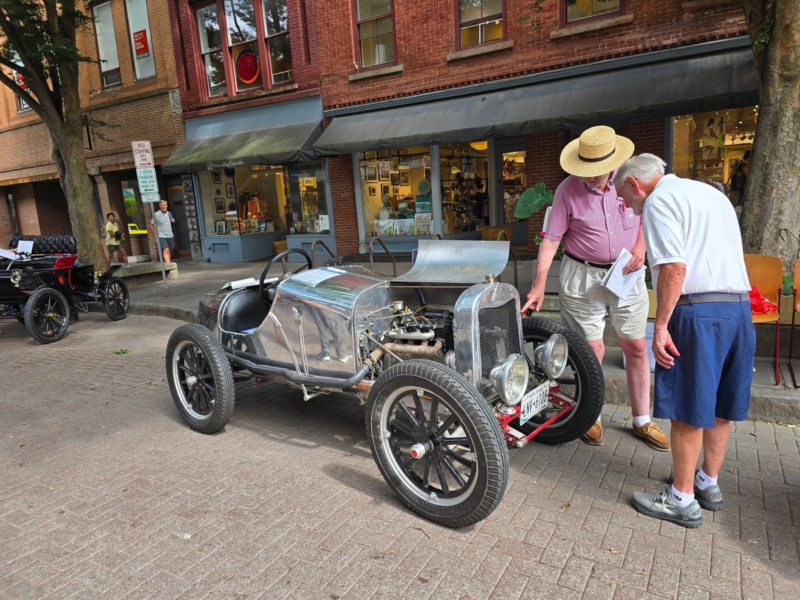 Silver vintage racer on West State Street